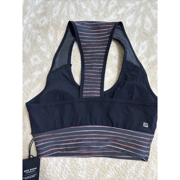 Lanston Sport Racerback Bra Women's XS Black Quick Wicking Scoop Neck Sports Bra - Picture 2 of 5